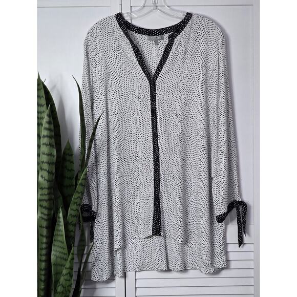 Habitat "Livable" Black & White Tiny Dot Tunic VNeck NWT Style # 33889 Size L - Picture 1 of 7